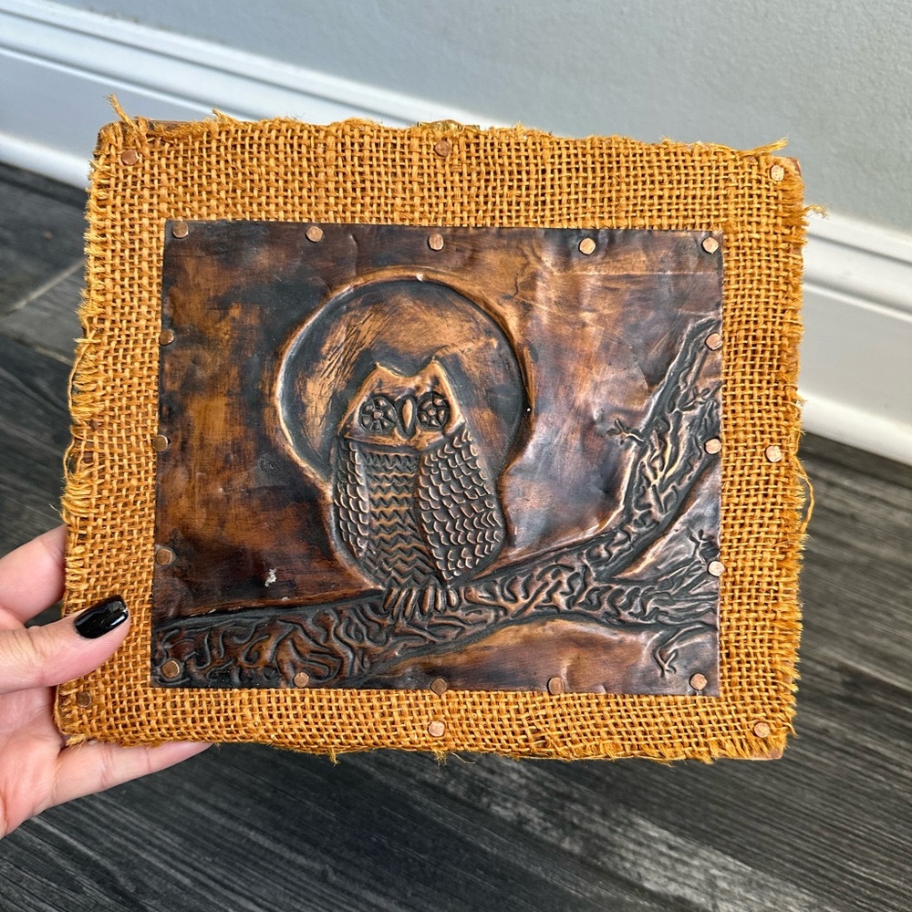 RARE Vintage 3D Copper Owl  Art  1970’s! Cabin Nature Lover Country